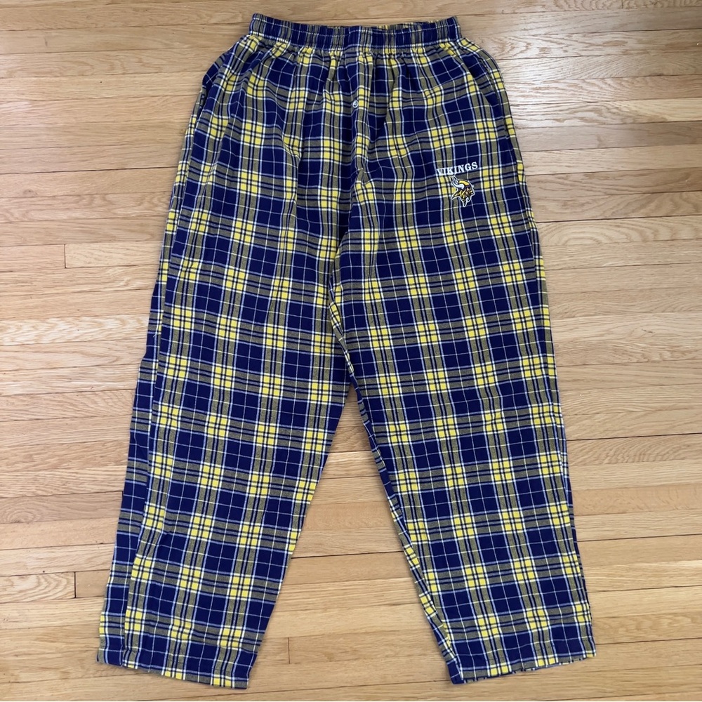 Youth Minnesota Vikings Pajamas, Kids, Size Large, Purple Gold Yellow Plaid SKOL